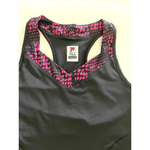 Fila Racerback Tank Black & Pink Workout Size Small - Picture 2 of 4